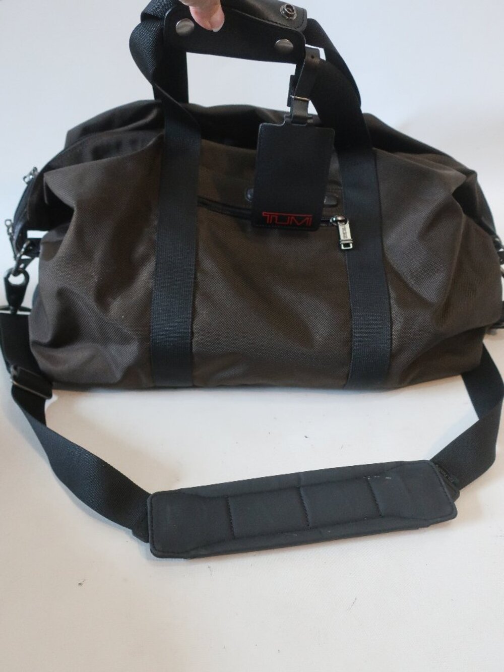 Mens Tumi Brown Black Nylon Weekender Duffel Travel Bag